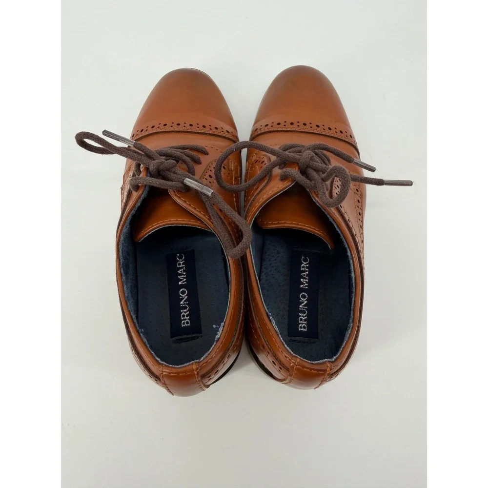 Bruno Marc Boys Prince_K1 Tan Brown‎ Toddler Brogue Oxford Dress Shoes Size 12